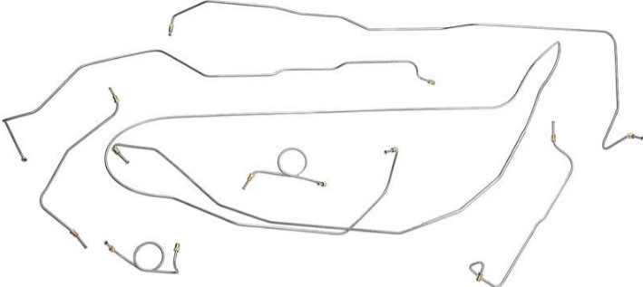 Brake Line Kit Standard V8 8" & 9" Axle Factory Dual Exhaust Original Material 65/66