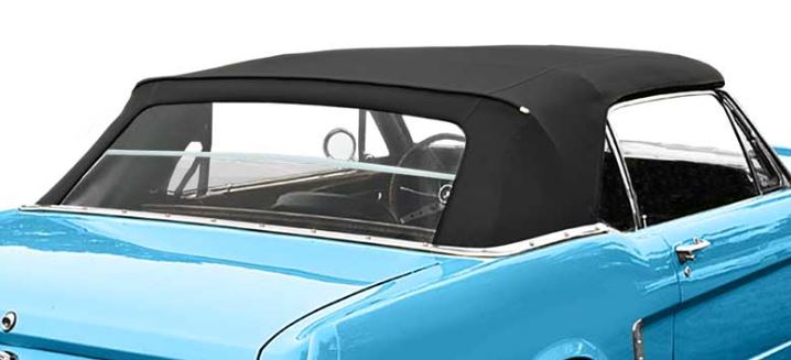 Convertible Top Folding Glass Window, Black, Single Texture Vinyl 64/70